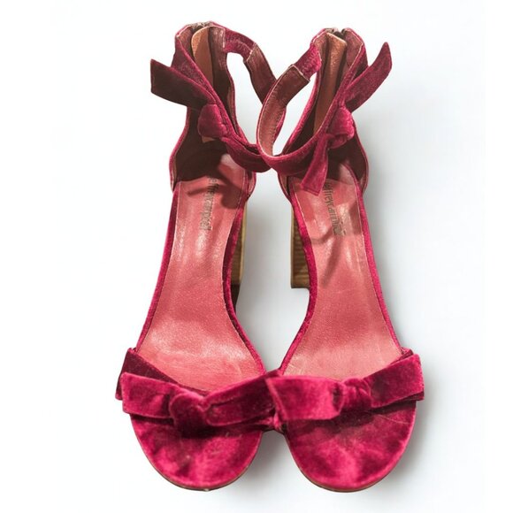 Jeffrey Campbell Shoes - Jeffrey Campbell Burgundy Velvet Bow Holiday Heeled Sandals — Size 9.5